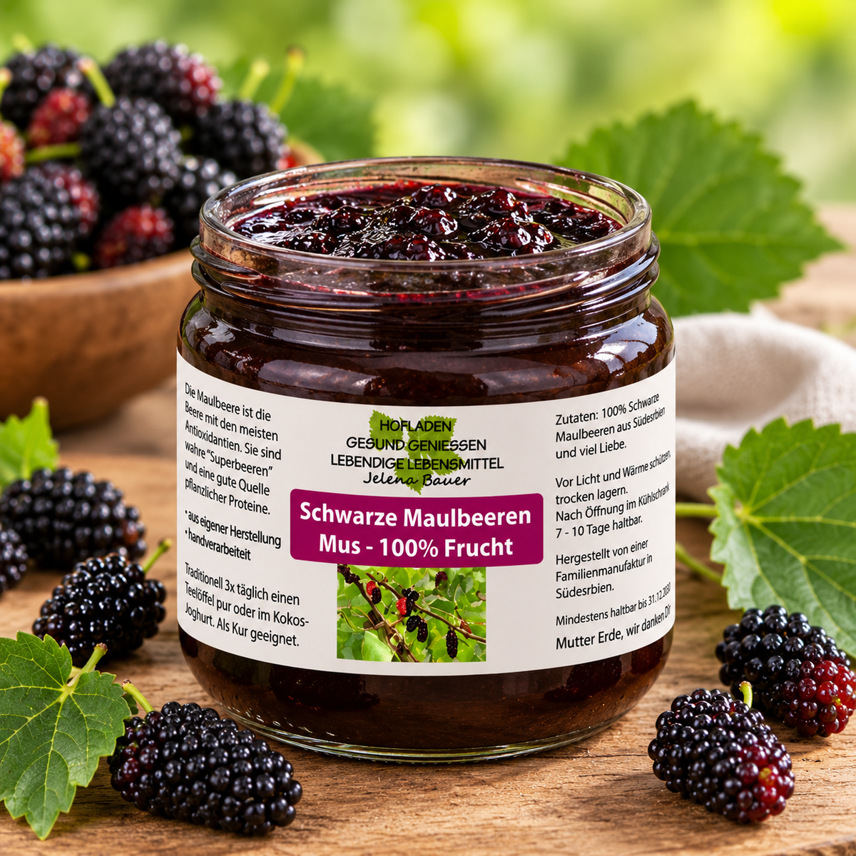 Schwarze Maulbeeren Mus - 100% Frucht - 215 g