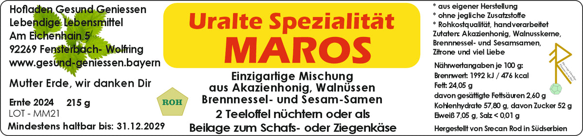 Maros - Spezialität aus Akazienhonig und Walnüssen - 215g