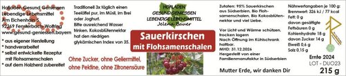 Sauerkirschenmus - 95% Frucht mit Flohsamenschalen - 215 g