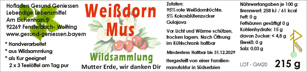 Weißdorn Mus - 215g - Wildsammlung