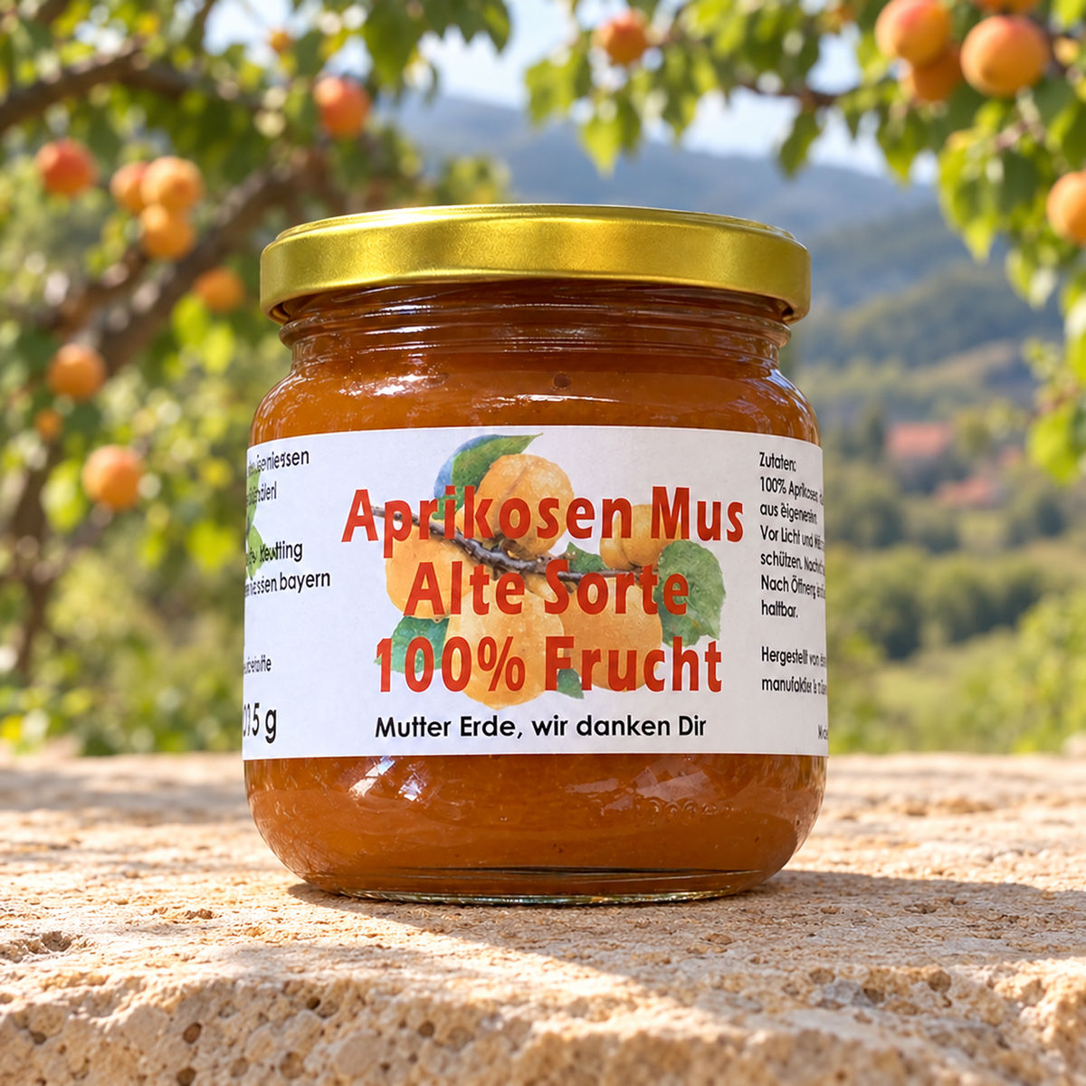 Aprikosen Mus 100% Frucht - Alte Sorte - 215g - Hofladen Gesund Geniessen
