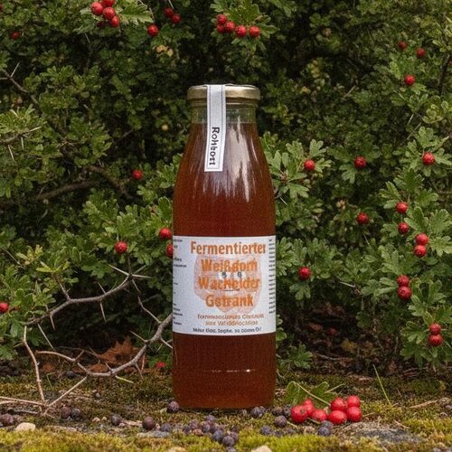Fermentiertes Weißdorn Wacholder Getränk - 500 ml - Hofladen Gesund Geniessen