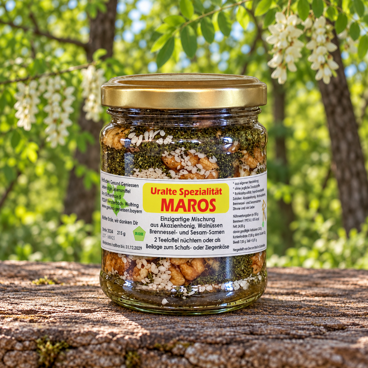 Maros - Eine Spezialität aus Akazienhonig und Walnüssen - 215g - Hofladen Gesund Geniessen