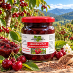 Sauerkirschenmus - 95% Frucht mit Flohsamenschalen - 215 g - Hofladen Gesund Geniessen