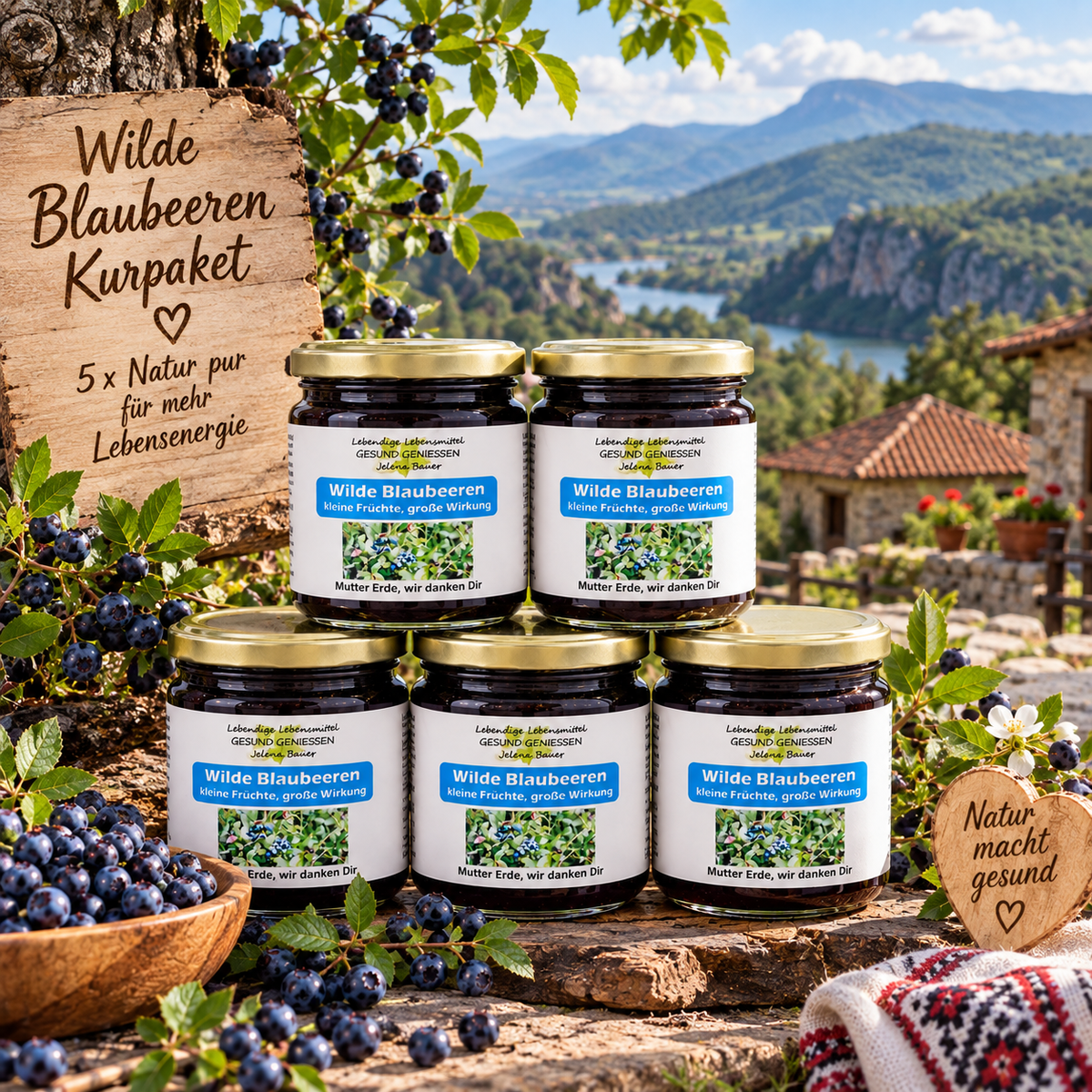 Wald Blaubeeren Mus - 215 g - 100 % Fruchtgenuss - Hofladen Gesund Geniessen