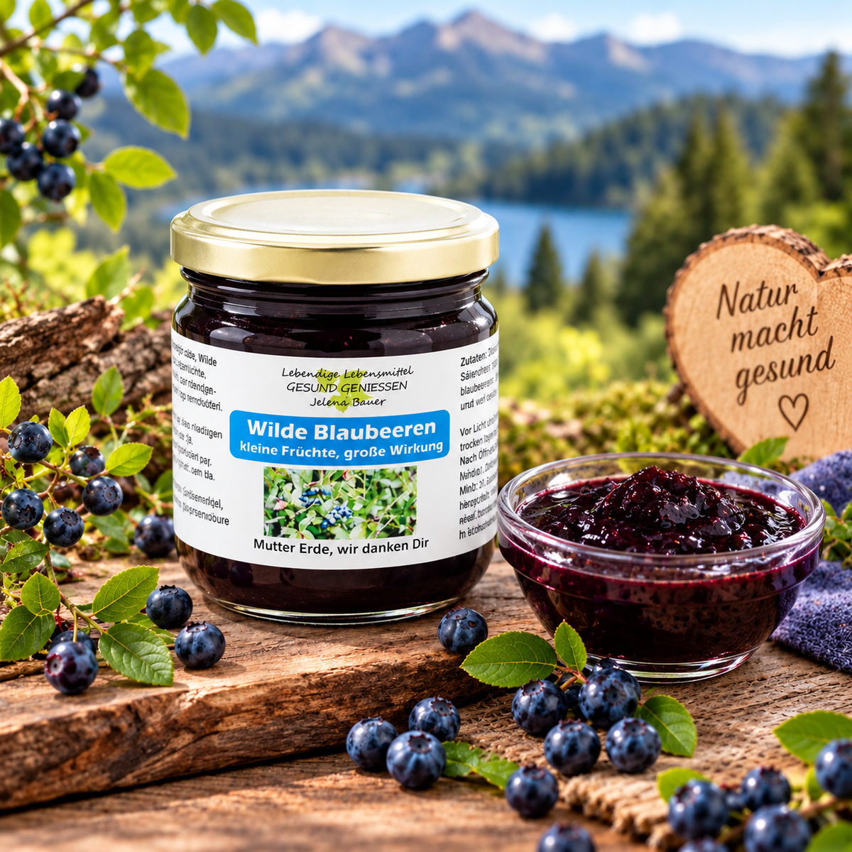 Wald Blaubeeren Mus - 215 g - 100 % Fruchtgenuss - Hofladen Gesund Geniessen