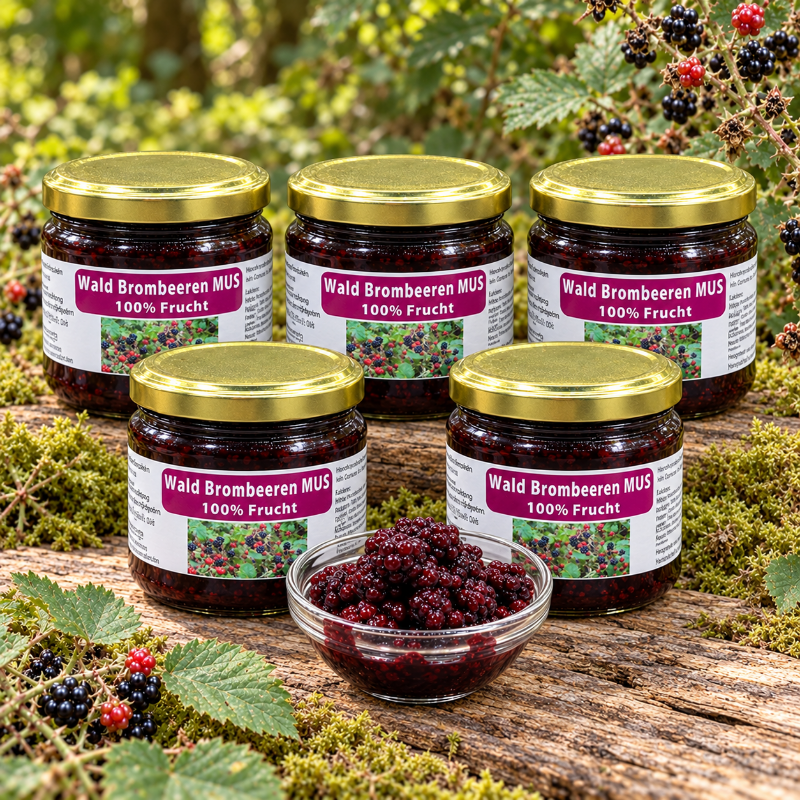Wald-Brombeeren Mus - 100 % Wildfrucht ohne Zuckerzusatz - 215g - Hofladen Gesund Geniessen