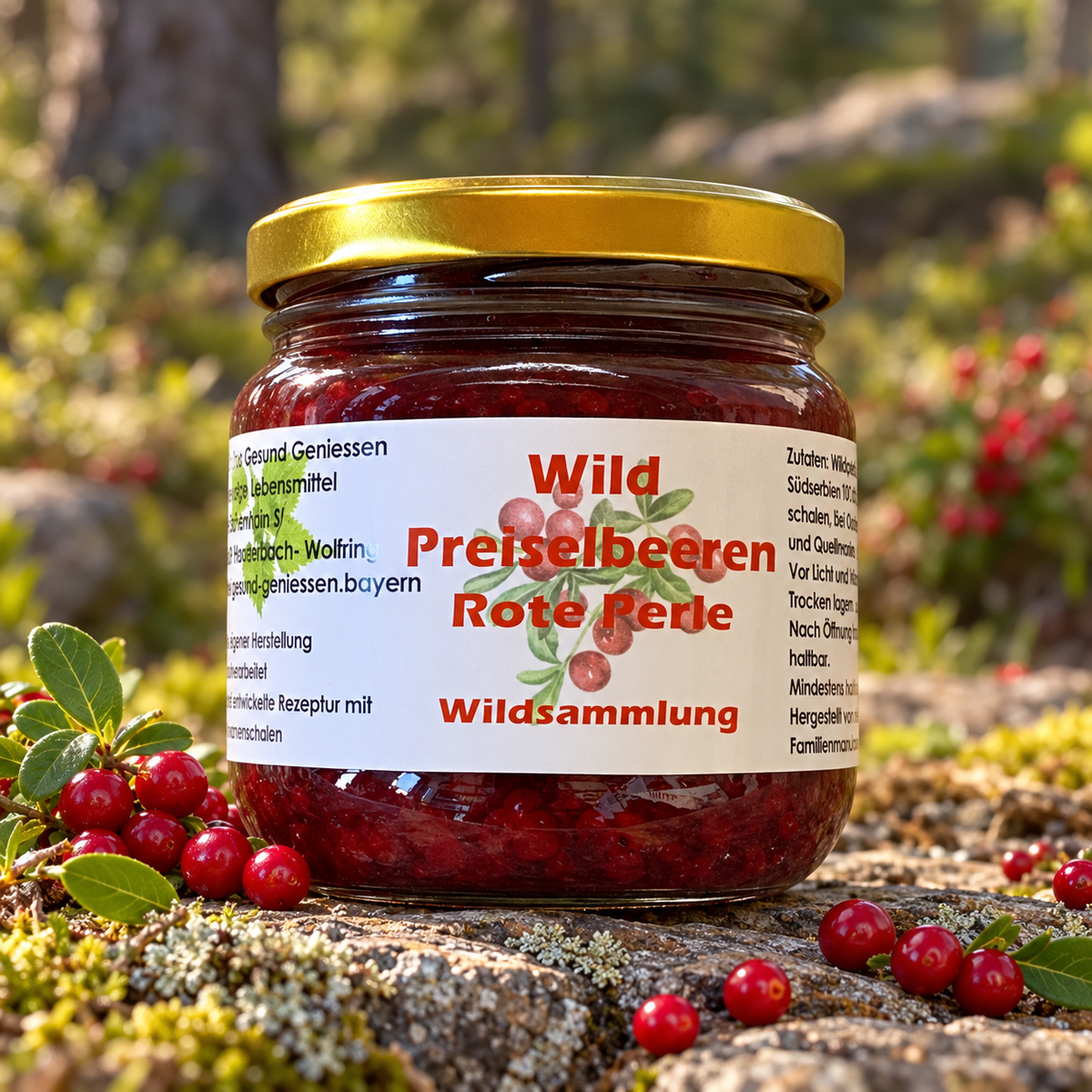 Wald-Preisselbeeren Mus - Rote Perle - 215 g - Hofladen Gesund Geniessen