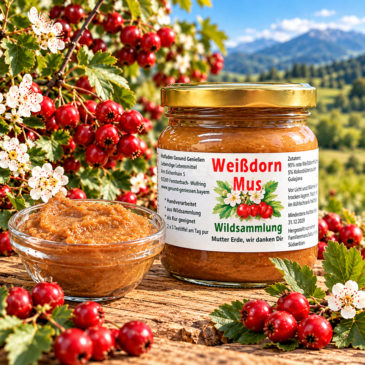 Weißdorn Mus - 215g - Wildsammlung - Hofladen Gesund Geniessen