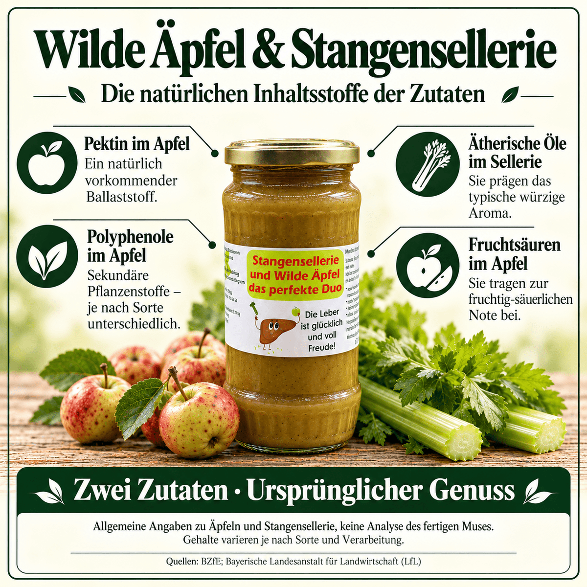 Wilde Äpfel Mus mit Stangenselleriepüree - 350 g - Hofladen Gesund Geniessen